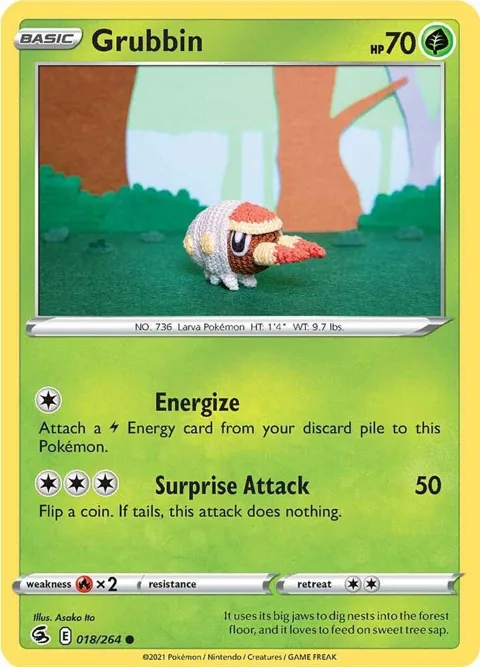 Grubbin #018/264 Reverse Holofoil Pokémon card from Fusion Strike