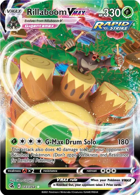 Rillaboom VMAX #023/264 Holofoil Pokémon card from Fusion Strike