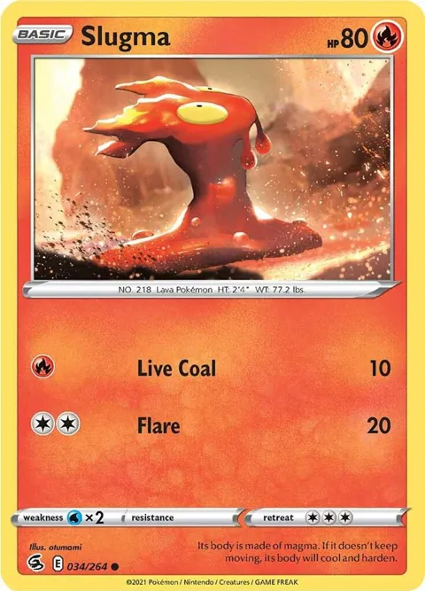 Slugma #034/264 Reverse Holofoil Pokémon card from Fusion Strike