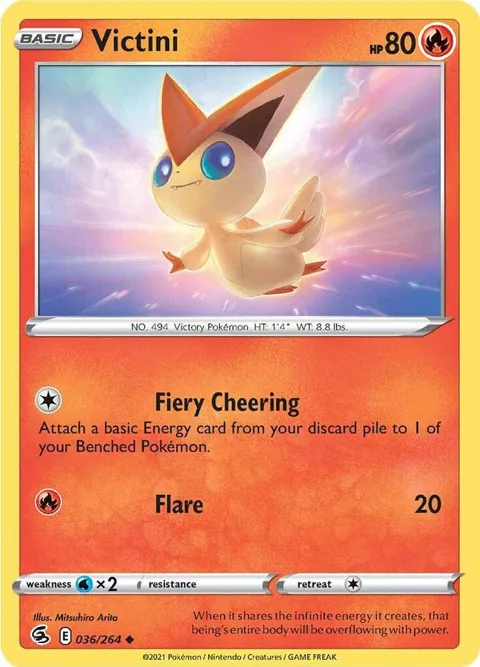Victini #036/264 Pokémon card from Fusion Strike