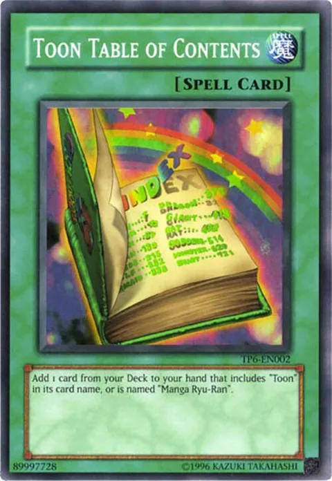 Toon Table of Contents TP6-EN002 Yu-Gi-Oh card from Tournament Pack 6