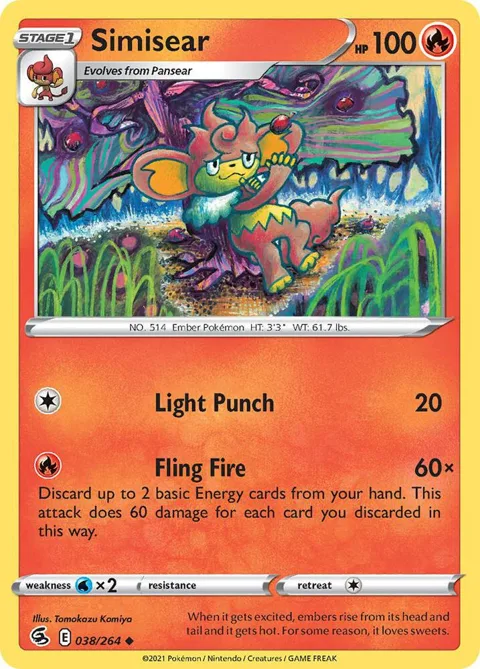 Simisear #038/264 Pokémon card from Fusion Strike