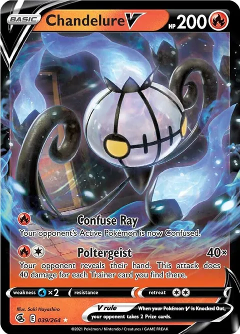 Chandelure V #039/264 Holofoil Pokémon card from Fusion Strike