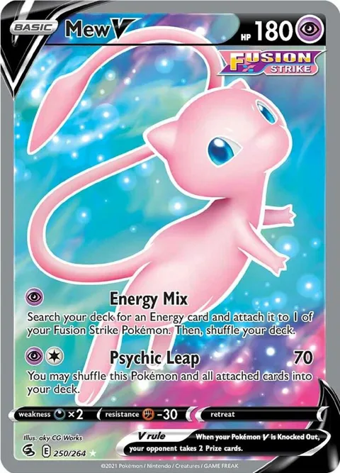 Mew V Full Art #250/264 Holofoil Pokémon card from Fusion Strike
