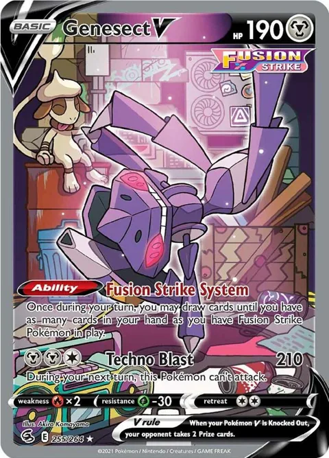Genesect V Alt Art #255/264 Holofoil Pokémon card from Fusion Strike