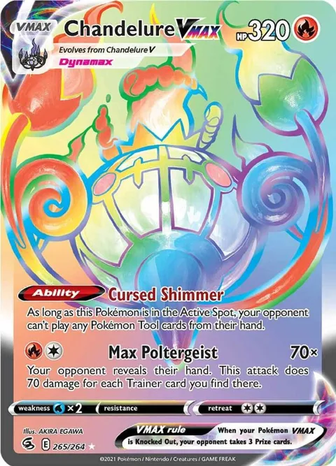 Chandelure VMAX Secret Rare #265/264 Holofoil Pokémon card from Fusion Strike