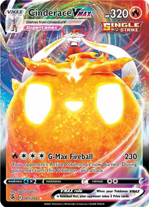 Cinderace VMAX #045/264 Holofoil Pokémon card from Fusion Strike