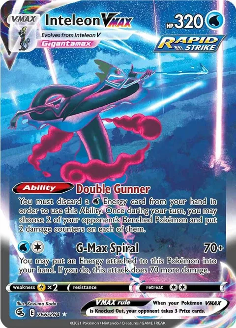 Inteleon VMAX Alt Art #266/264 Holofoil Pokémon card from Fusion Strike