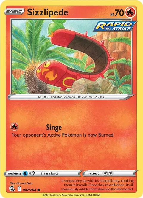 Sizzlipede 47 #047/264 Reverse Holofoil Pokémon card from Fusion Strike