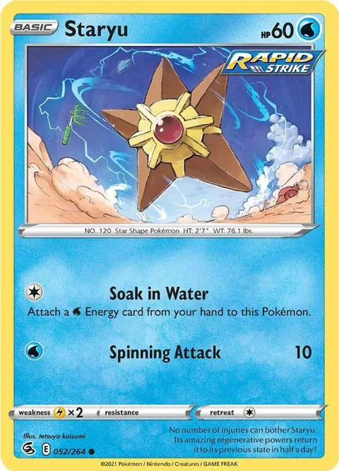 Staryu #052/264 Pokémon card from Fusion Strike