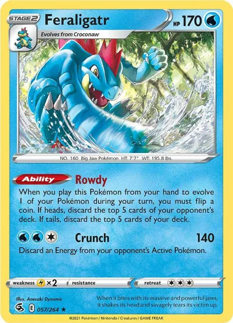 Feraligatr #057/264 Reverse Holofoil Pokémon card from Fusion Strike