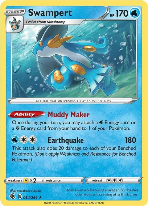 Swampert #064/264 Reverse Holofoil Pokémon card from Fusion Strike