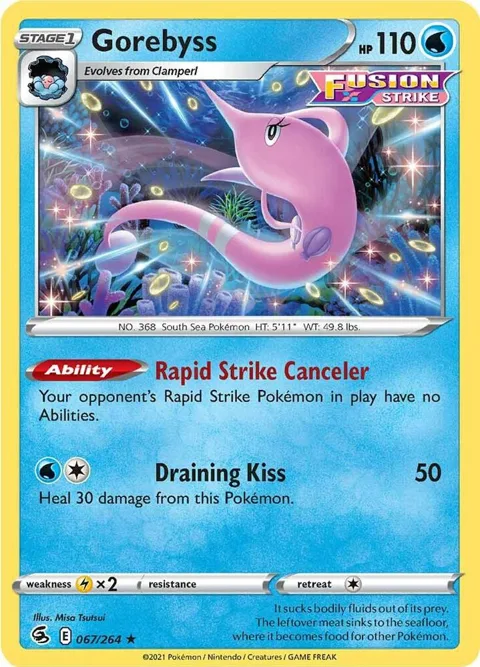 Gorebyss #067/264 Reverse Holofoil Pokémon card from Fusion Strike