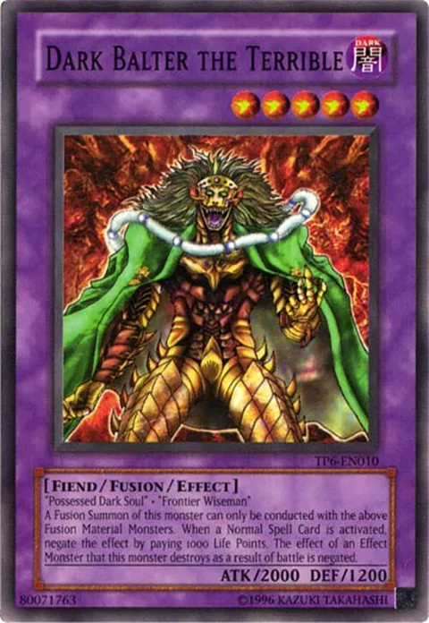 Dark Balter the Terrible TP6-EN010 Yu-Gi-Oh card from Tournament Pack 6