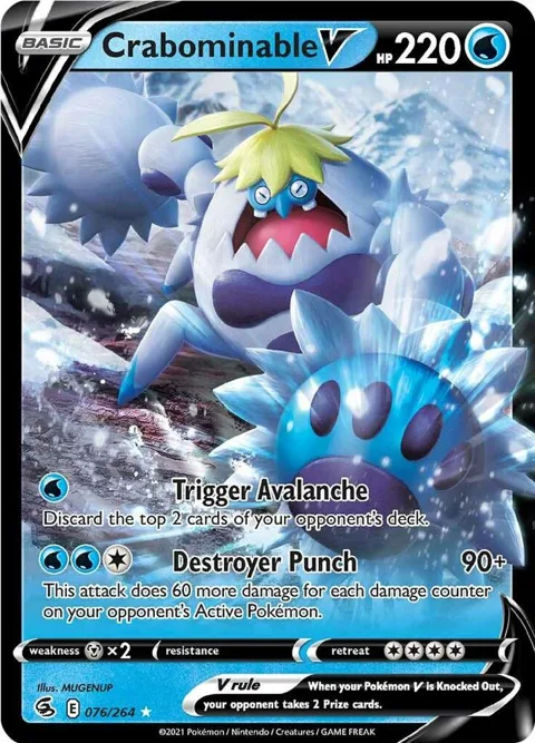 Crabominable V #076/264 Holofoil Pokémon card from Fusion Strike