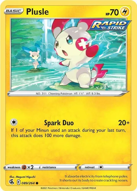Plusle #089/264 Reverse Holofoil Pokémon card from Fusion Strike