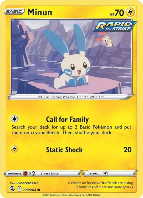 Minun #090/264 Reverse Holofoil Pokémon card from Fusion Strike