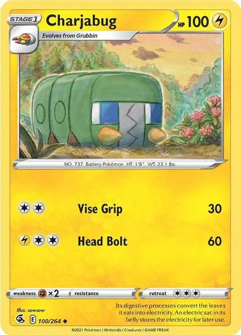 Charjabug #100/264 Reverse Holofoil Pokémon card from Fusion Strike