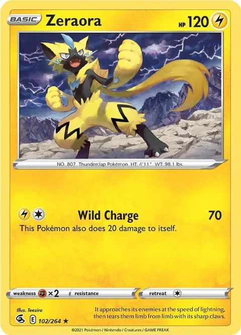 Zeraora #102/264 Reverse Holofoil Pokémon card from Fusion Strike
