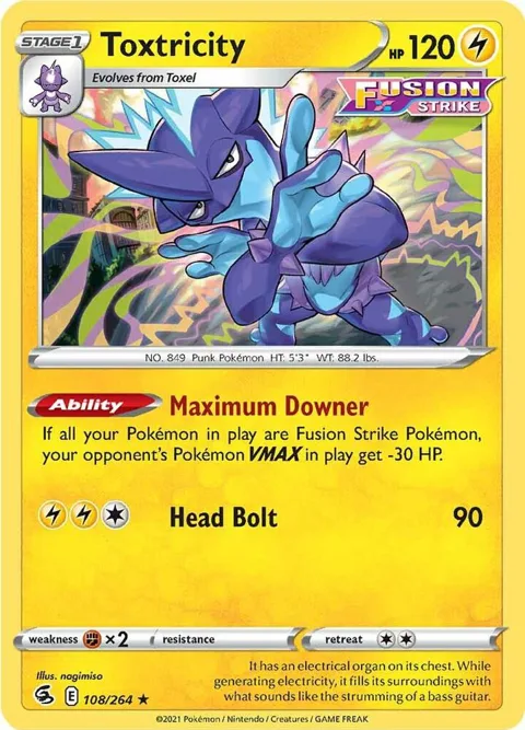 Toxtricity 108 #108/264 Reverse Holofoil Pokémon card from Fusion Strike