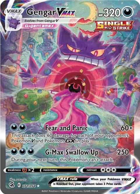 Gengar VMAX Alt Art #271/264 Holofoil Pokémon card from Fusion Strike