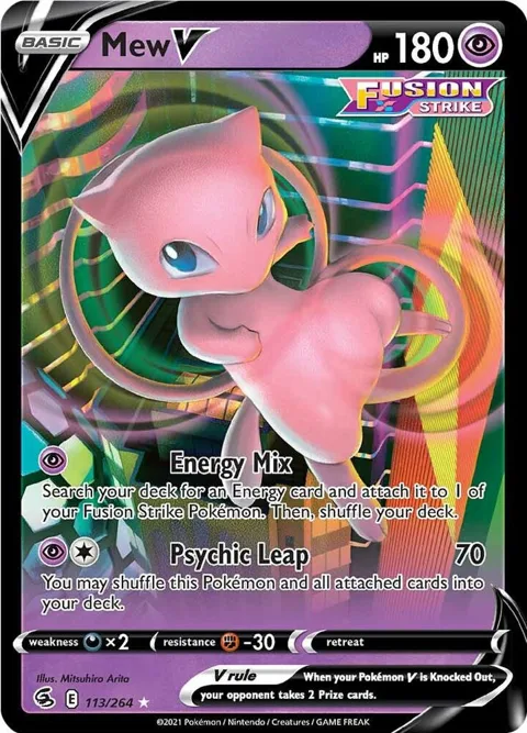 Mew V #113/264 Holofoil Pokémon card from Fusion Strike