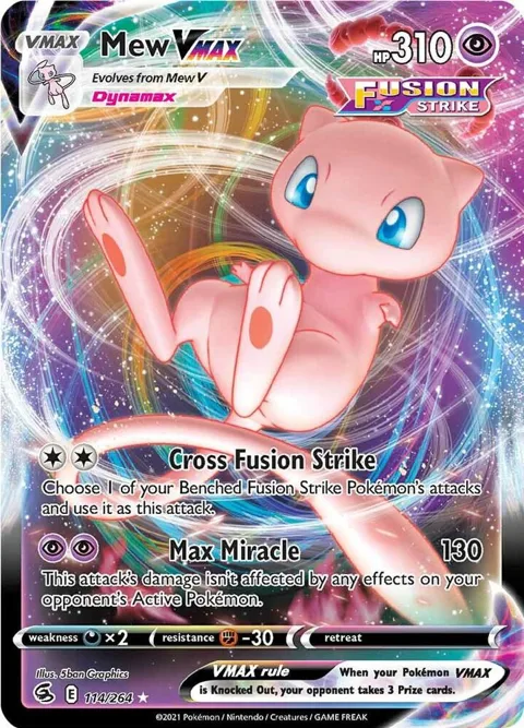 Mew VMAX #114/264 Holofoil Pokémon card from Fusion Strike
