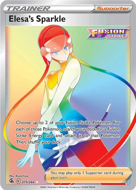 Elesa's Sparkle Secret Rare #275/264 Holofoil Pokémon card from Fusion Strike