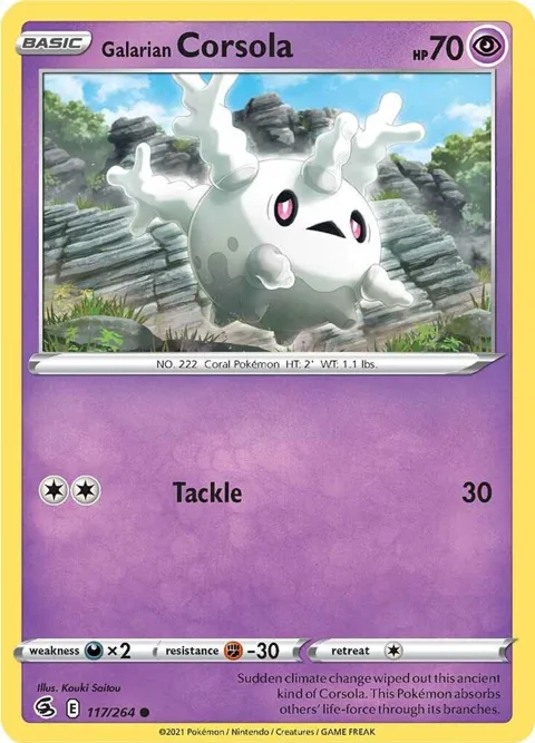 Galarian Corsola #117/264 Reverse Holofoil Pokémon card from Fusion Strike