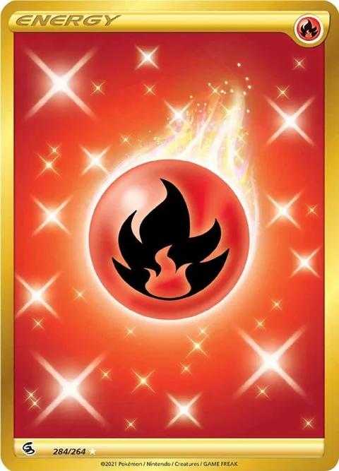 Fire Energy Secret Rare #284/264 Holofoil Pokémon card from Fusion Strike