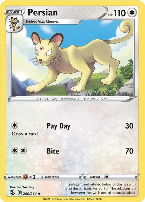 Persian #200/264 Reverse Holofoil Pokémon card from Fusion Strike
