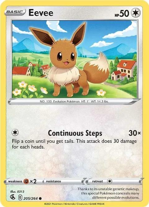 Eevee #205/264 Pokémon card from Fusion Strike