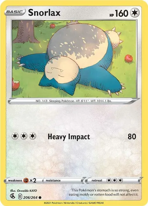 Snorlax #206/264 Reverse Holofoil Pokémon card from Fusion Strike