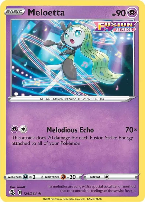 Meloetta #124/264 Reverse Holofoil Pokémon card from Fusion Strike