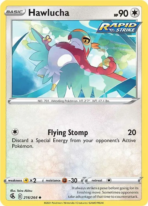 Hawlucha #216/264 Pokémon card from Fusion Strike