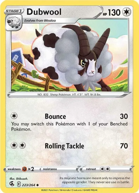 Dubwool #223/264 Reverse Holofoil Pokémon card from Fusion Strike