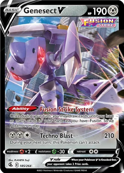 Genesect V #185/264 Holofoil Pokémon card from Fusion Strike