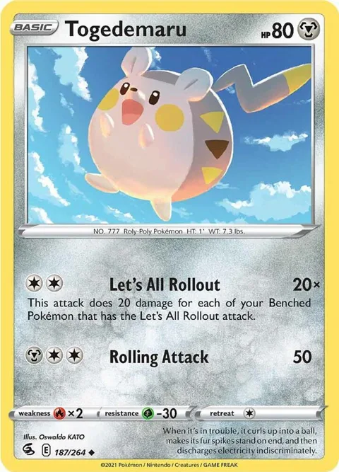 Togedemaru #187/264 Pokémon card from Fusion Strike