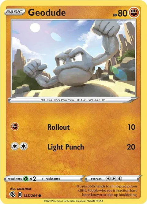 Geodude #135/264 Reverse Holofoil Pokémon card from Fusion Strike