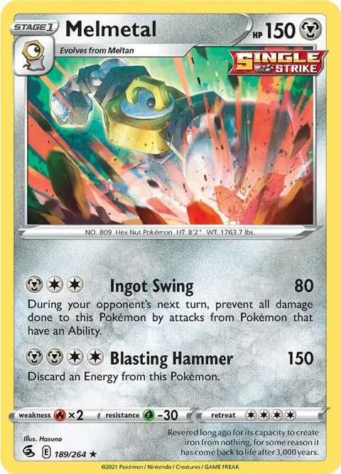 Melmetal #189/264 Holofoil Pokémon card from Fusion Strike
