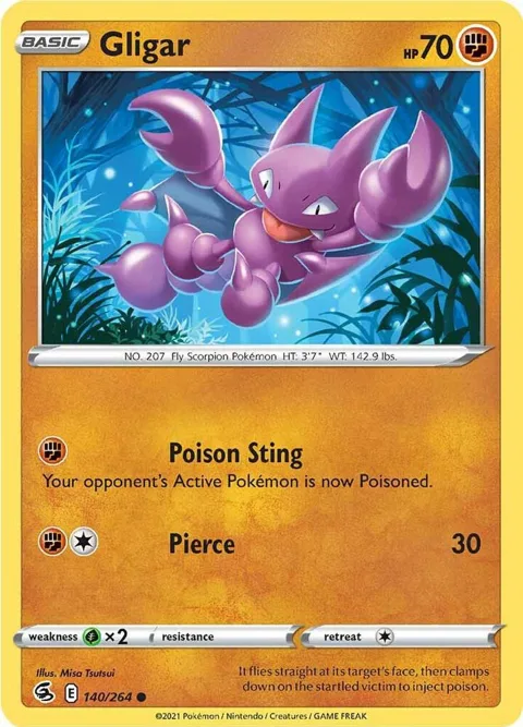 Gligar #140/264 Reverse Holofoil Pokémon card from Fusion Strike