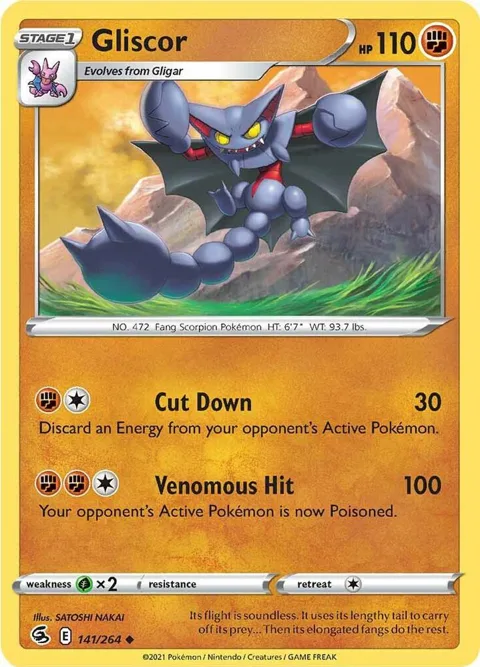 Gliscor #141/264 Reverse Holofoil Pokémon card from Fusion Strike