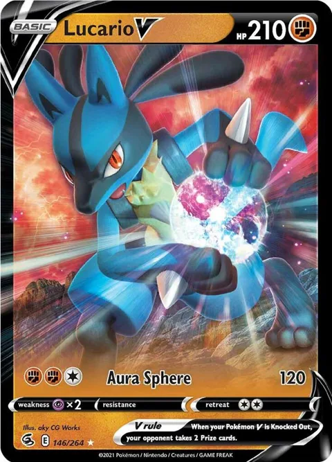 Lucario V #146/264 Holofoil Pokémon card from Fusion Strike