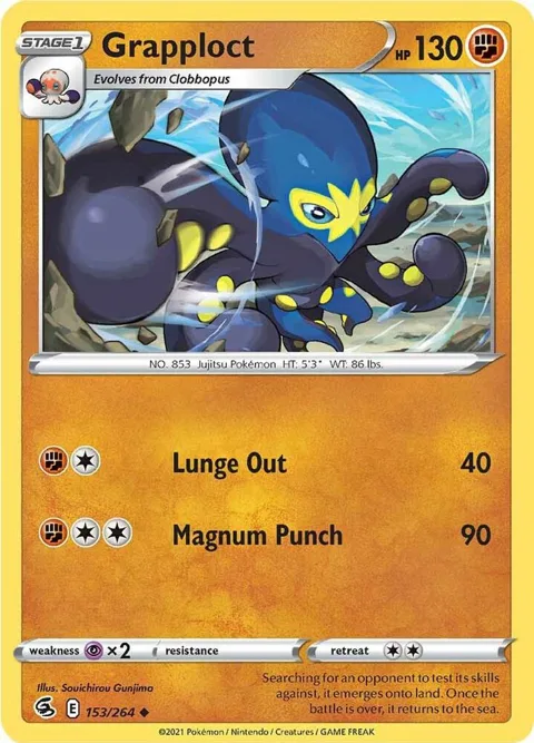Grapploct #153/264 Reverse Holofoil Pokémon card from Fusion Strike
