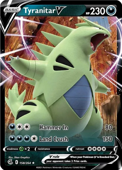 Tyranitar V #158/264 Holofoil Pokémon card from Fusion Strike