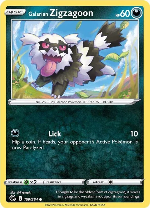 Galarian Zigzagoon #159/264 Pokémon card from Fusion Strike