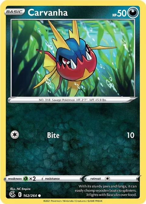 Carvanha #162/264 Pokémon card from Fusion Strike