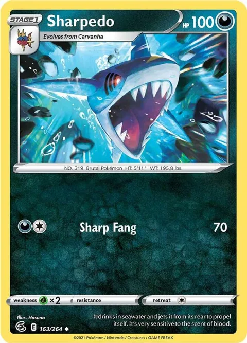 Sharpedo #163/264 Pokémon card from Fusion Strike