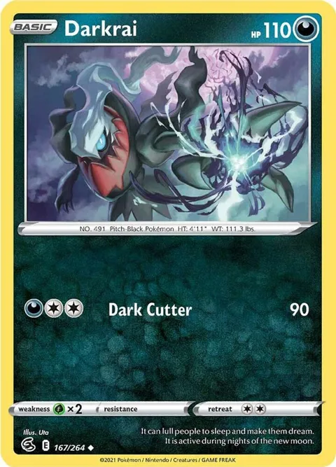 Darkrai #167/264 Reverse Holofoil Pokémon card from Fusion Strike