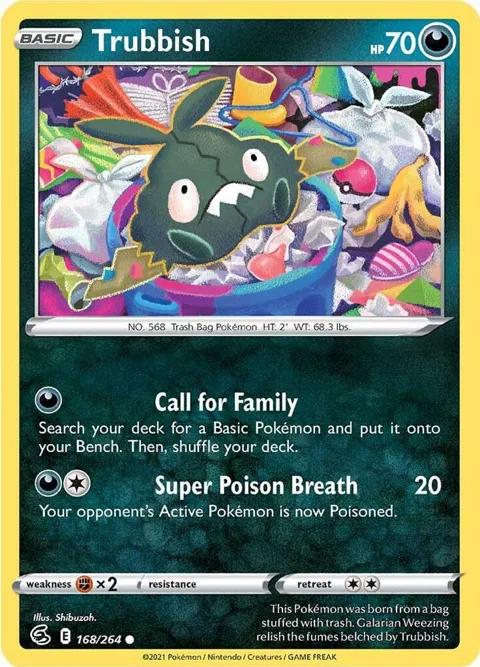 Trubbish #168/264 Reverse Holofoil Pokémon card from Fusion Strike